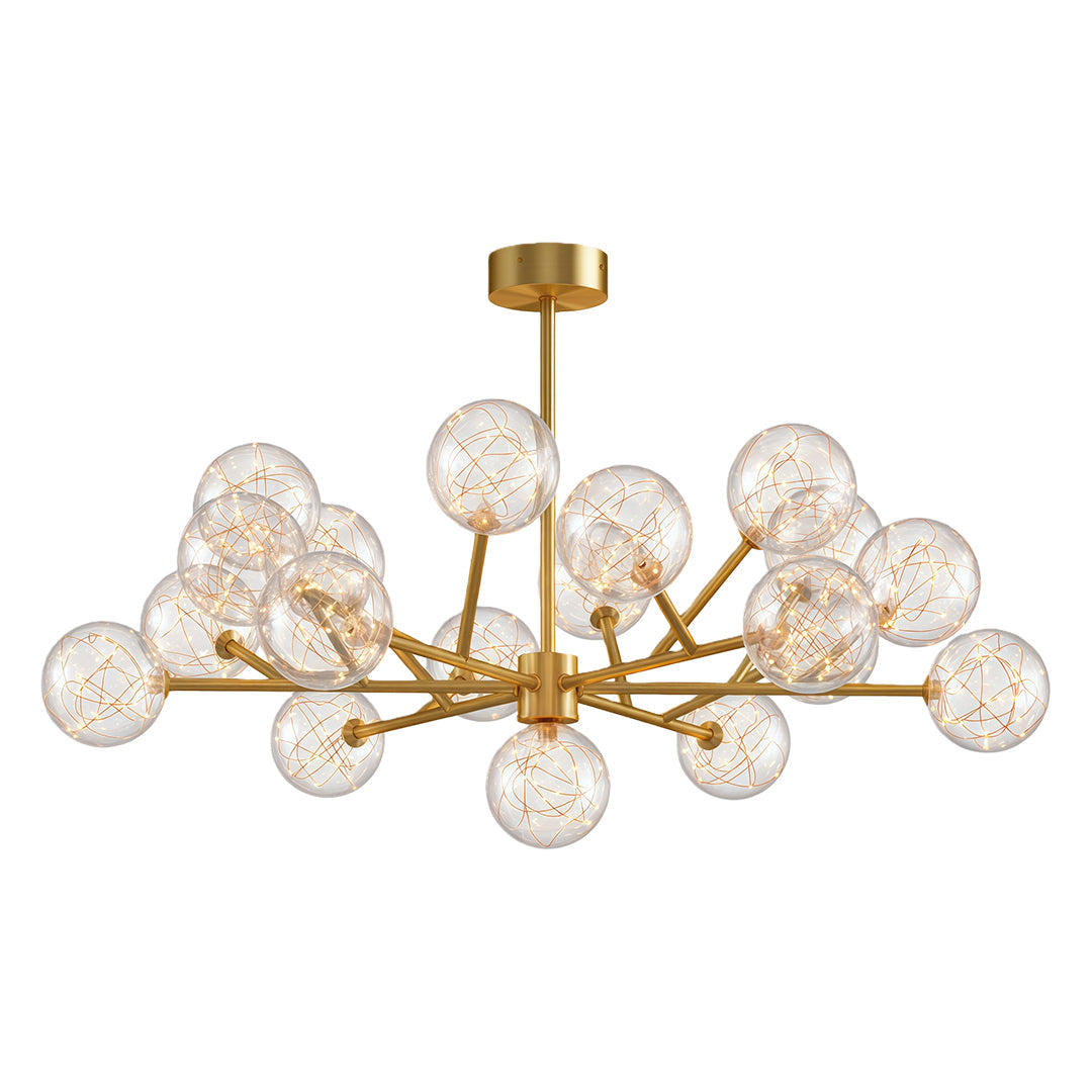 Celestial Glass Globe Chandelier – Modern Molecular LED Pendant for Dining and Living Spaces