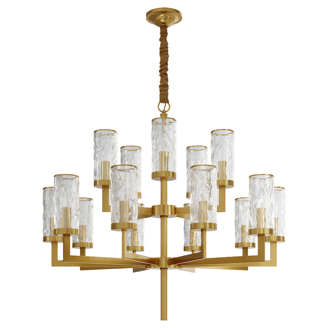 Modern Glass Island Chandelier with Copper Frame for Dining Room and Kitchen