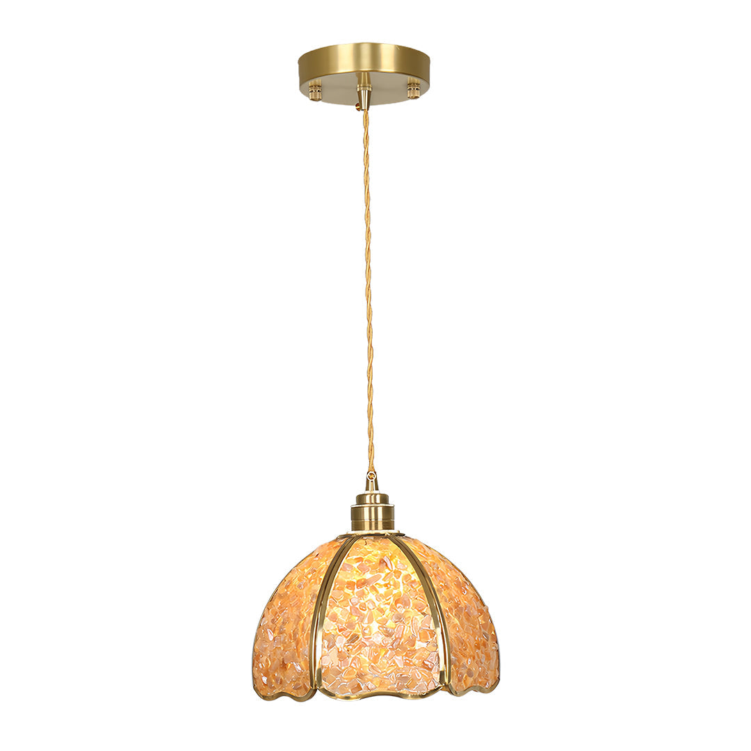 Vintage Crystal Pendant Light in Solid Copper, Small Scale
