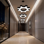 Industrial Gear LED Chandelier in Matte Black for Modern Interiors