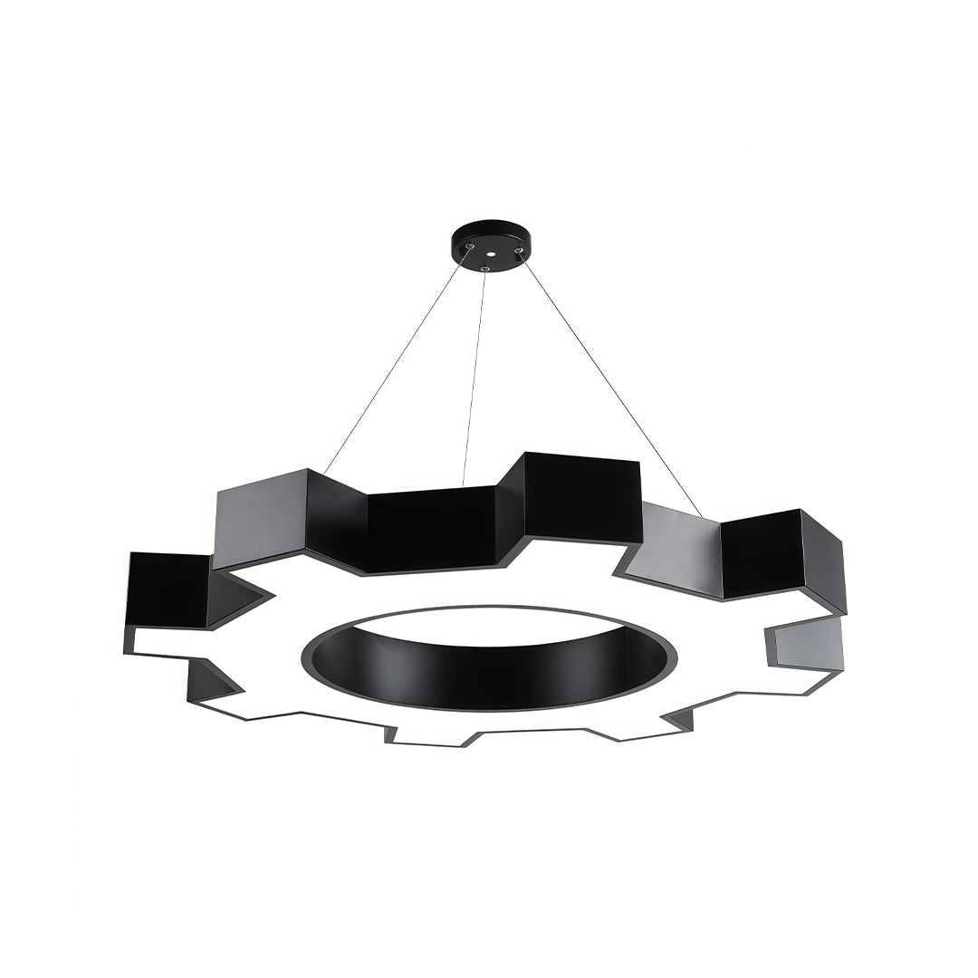 Industrial Gear LED Chandelier in Matte Black for Modern Interiors