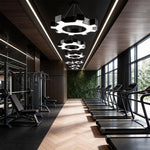 Industrial Gear LED Chandelier in Matte Black for Modern Interiors