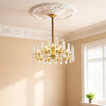 Modern Brass Chandelier with Clear Glass Shades for Dining Room and Living Room