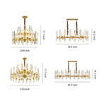 Modern Brass Chandelier with Clear Glass Shades for Dining Room and Living Room