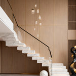Luxury Full Copper Crystal Staircase Chandelier with Adjustable Chain