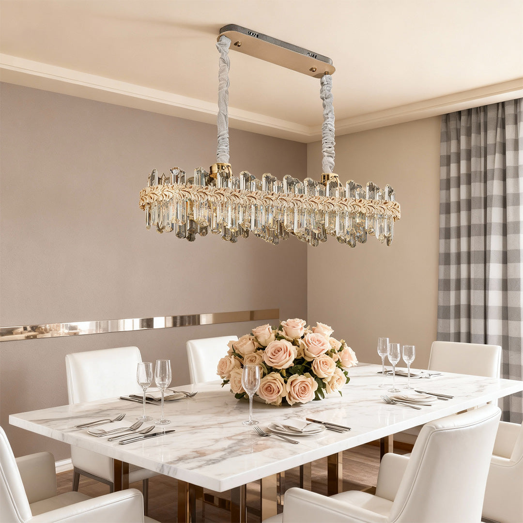 Lumière Cascade Crystal Chandelier in Champagne Gold