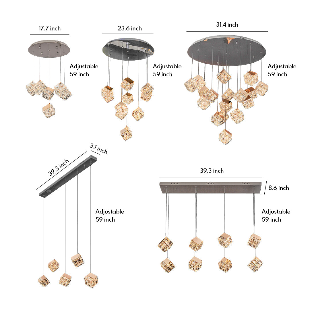 Rubik's Cube Crystal Chandelier – Modern LED Pendant Light
