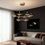 Lumière Cristalline Chandelier in Terracotta Gold with Pearl Black Crystal