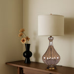 Sculptural Glass Table Lamp with Linen Shade for Refined Interiors