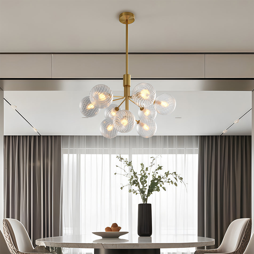 Solid Copper Glass Ball Chandelier | Modern Luxury Pendant Light