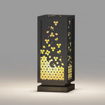 Carved Floral Resin and Steel Outdoor Garden Light with Marble Shade