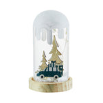 Nordic Snow Scene Table Lamp with Wooden Base and Warm LED Light