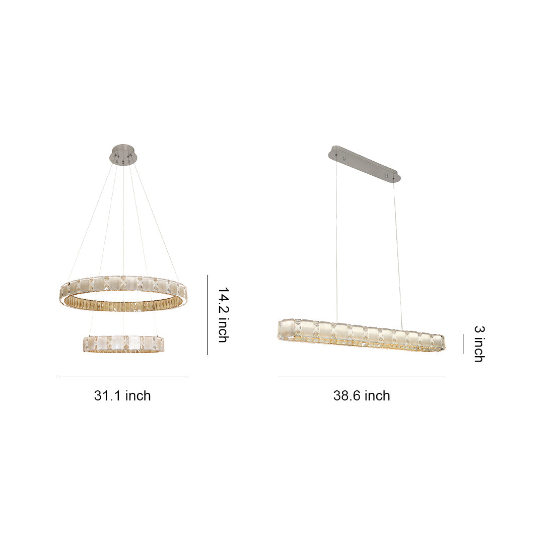 Italian Crystal Chandelier in Chrome Finish, Modern LED Hanging Light