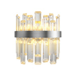 French Crystal Wall Sconce with Dual Light Heads in Copper, Nickel, or Black