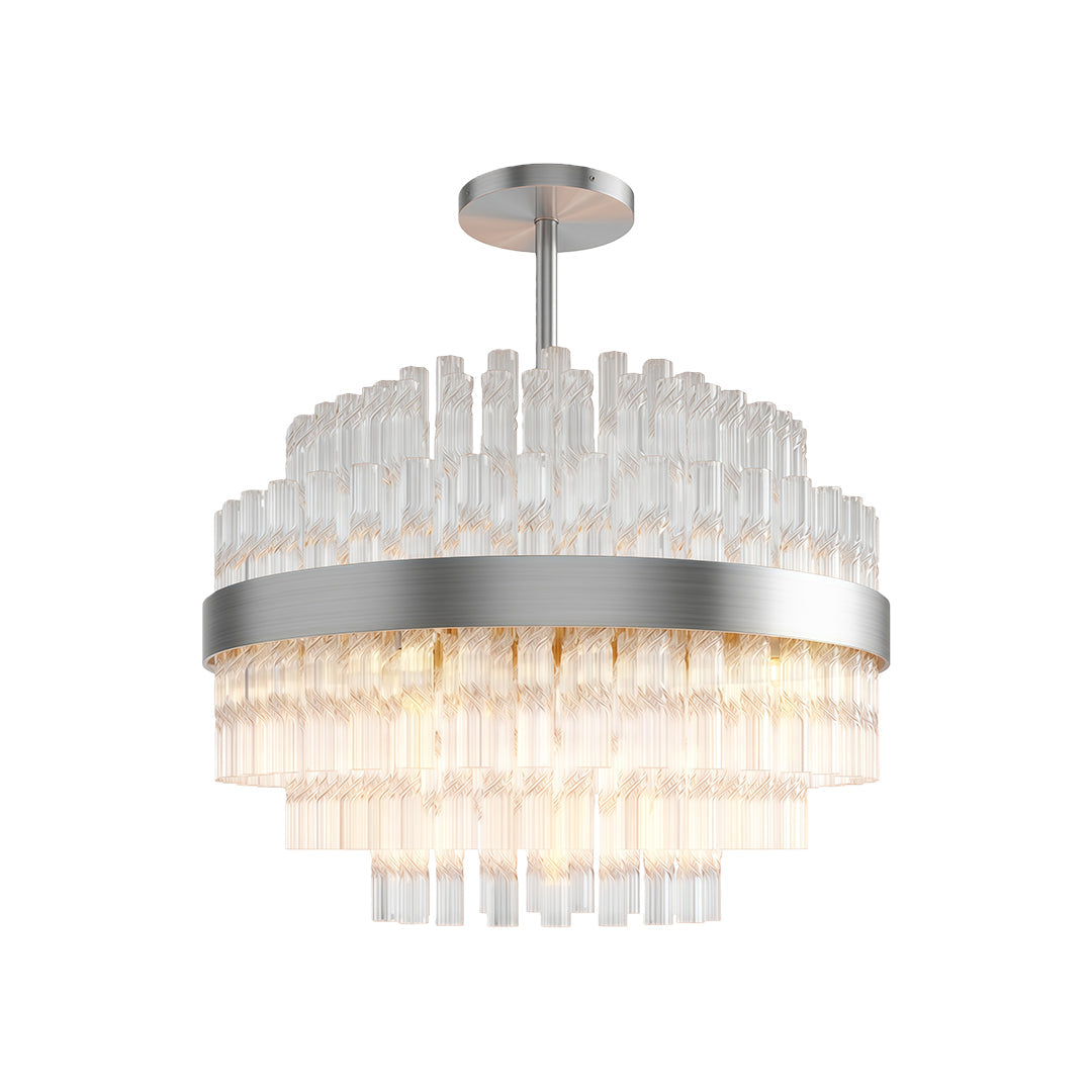Full Copper Modern Chandelier with Clear Glass Shade for Dining Room and Living Room