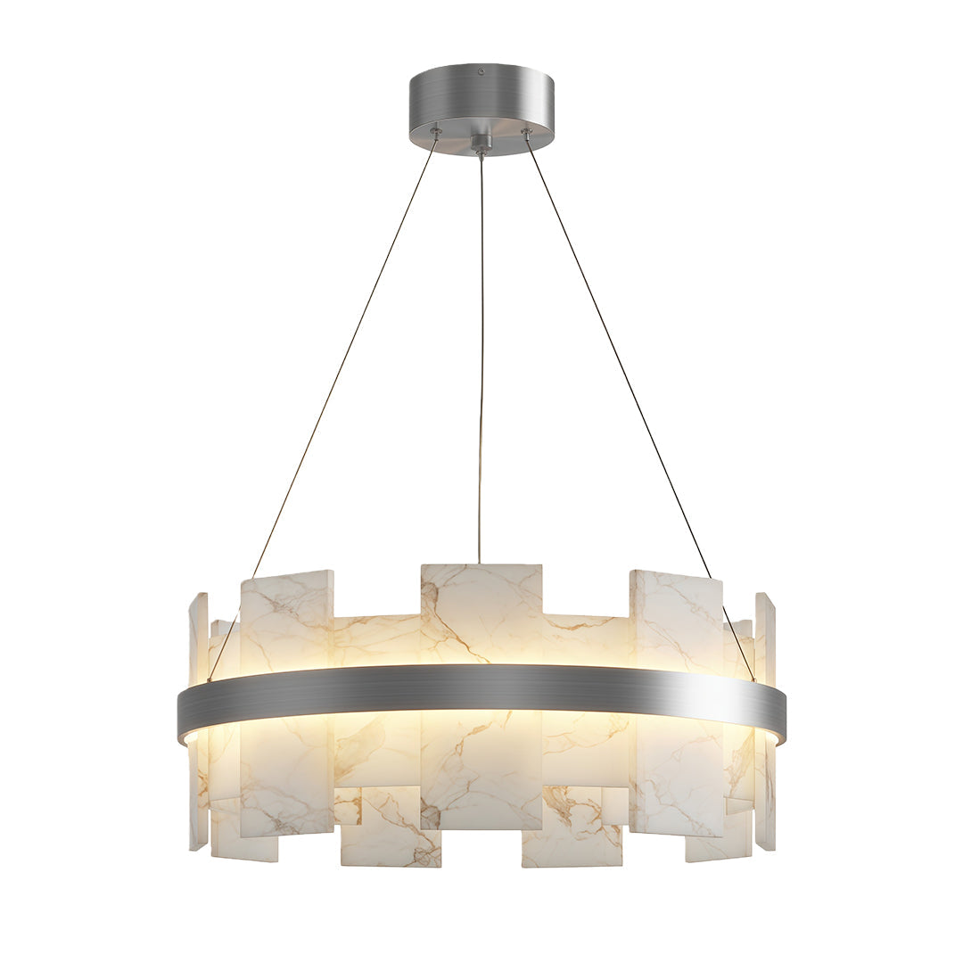Aurelia Copper Modern Chandelier with Cloud Stone Shade