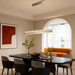 Linear Crystal Pendant Light in Chrome Finish, Modern LED Chandelier for Dining Room and Kitchen Island
