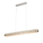 Linear Crystal Pendant Light in Chrome Finish, Modern LED Chandelier for Dining Room and Kitchen Island