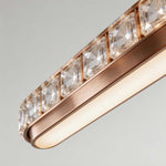 Linear Crystal Pendant Light in Chrome Finish, Modern LED Chandelier for Dining Room and Kitchen Island