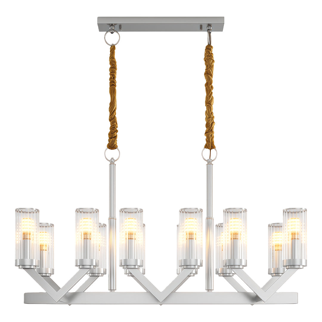 Lumière Cascade: Modern Copper Glass Drop Chandelier for Elegant Interiors