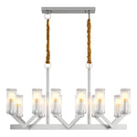 Lumière Cascade: Modern Copper Glass Drop Chandelier for Elegant Interiors
