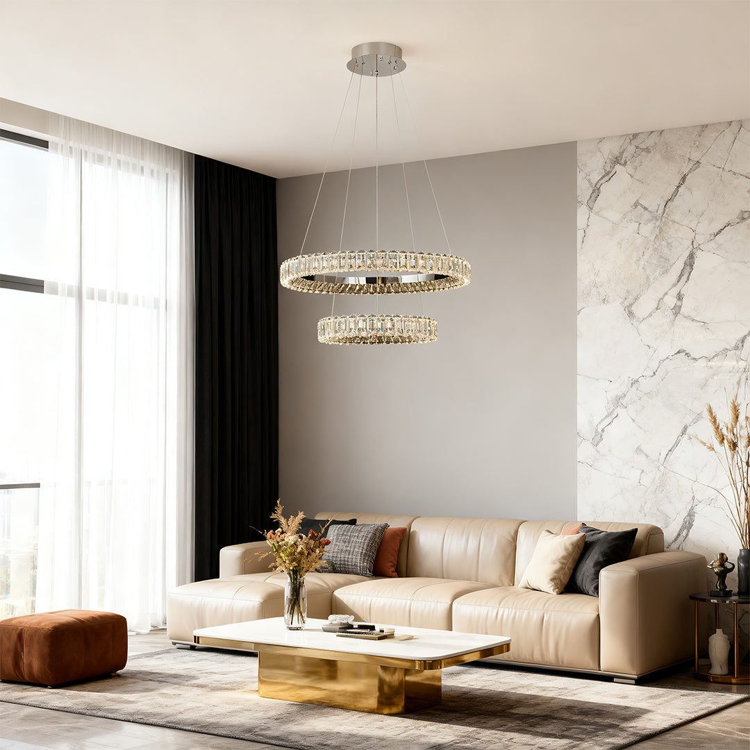 Lumina Ring Chandelier — Modern Crystal LED Ceiling Light