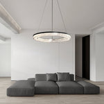 Lumière Ring Pendant Chandelier in Black and Crystal