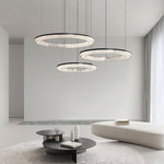 Lumière Ring Pendant Chandelier in Black and Crystal