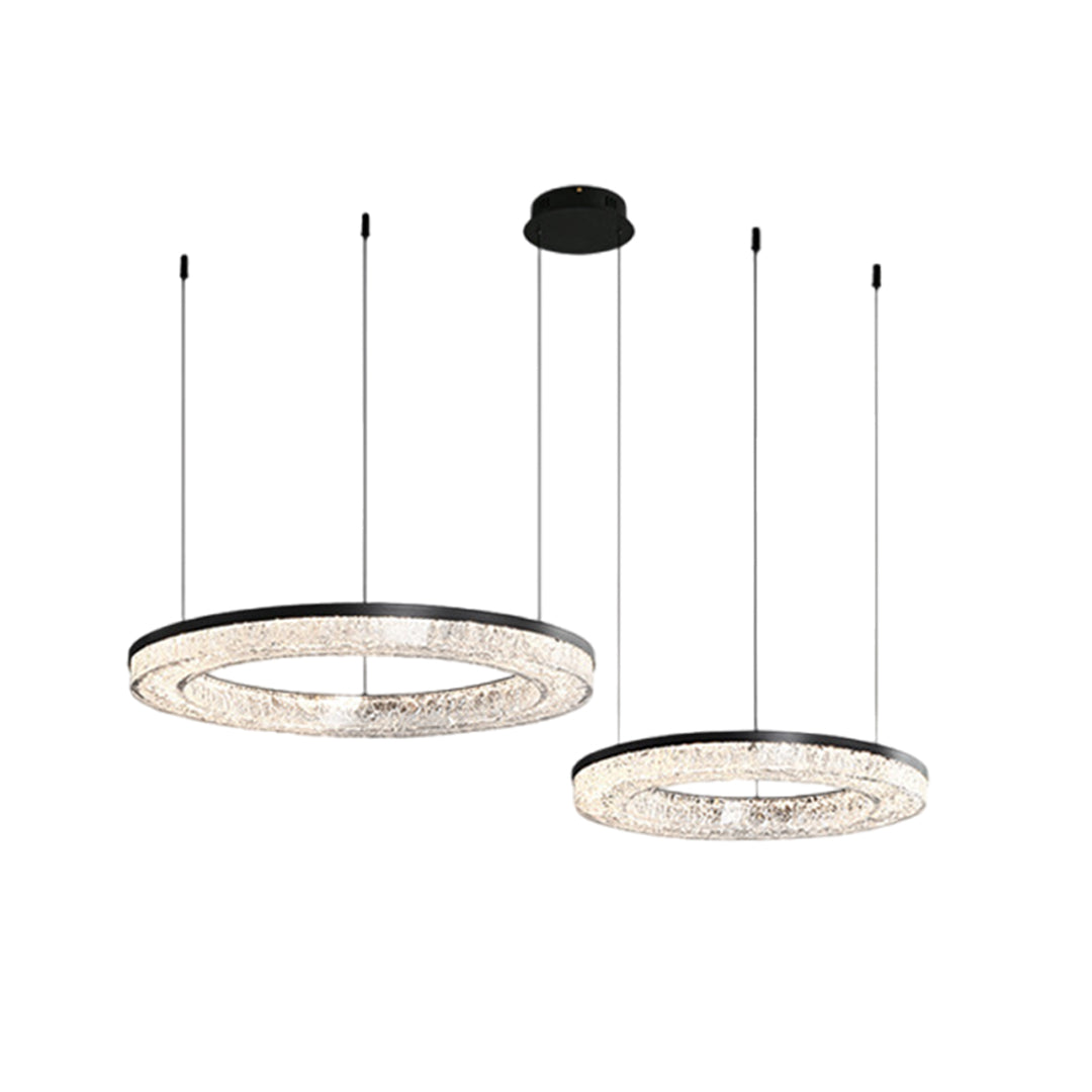 Lumière Ring Pendant Chandelier in Black and Crystal