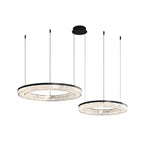 Lumière Ring Pendant Chandelier in Black and Crystal
