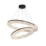 Lumière Ring Pendant Chandelier in Black and Crystal