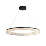 Lumière Ring Pendant Chandelier in Black and Crystal