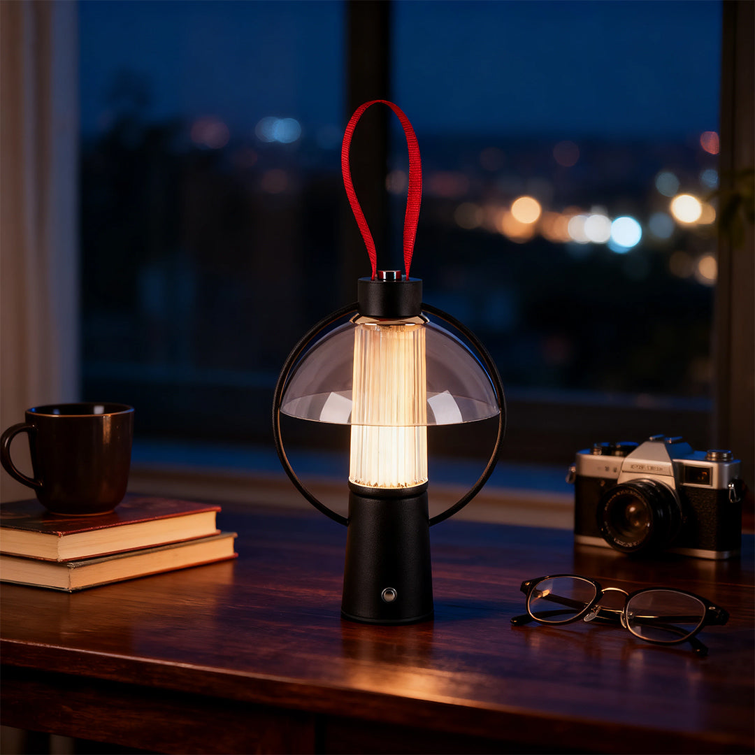 Lumina Circle Table Lamp in Iron and Acrylic, Dimmable LED
