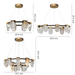 Modern Circular LED Chandelier in Gold and Gray Aluminum