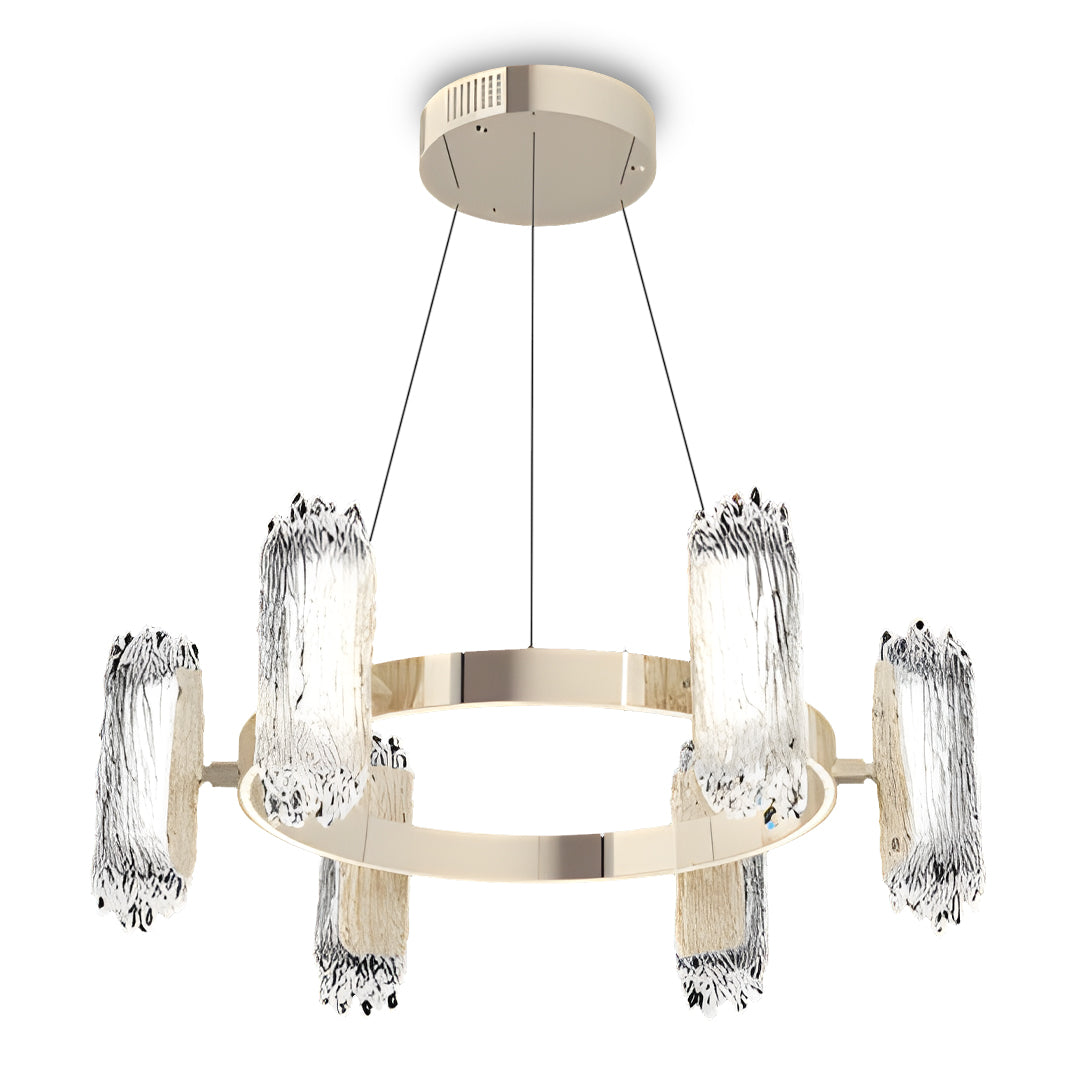 Aurelia Modern Metal Chandelier with Acrylic Shades, Gold Finish, LED