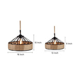 Halo Pendant Light in Black Iron and Natural Hemp Rope