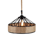 Halo Pendant Light in Black Iron and Natural Hemp Rope
