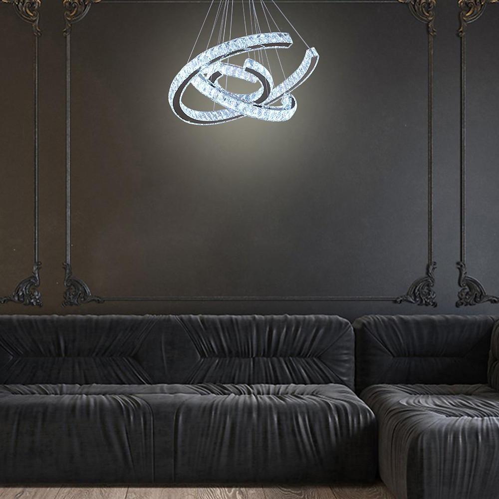 Lumina Wave Crystal LED Chandelier in Stainless Steel