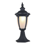 Traditional Outdoor Pillar Light in Sand-Black Aluminum with Clear Glass Shade