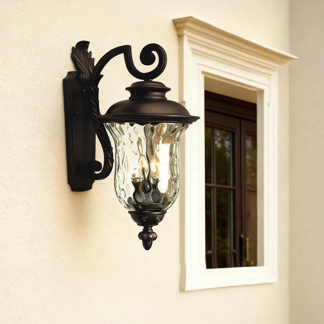 Chestnut Black Aluminum Outdoor Wall Sconce with Clear Glass Shade