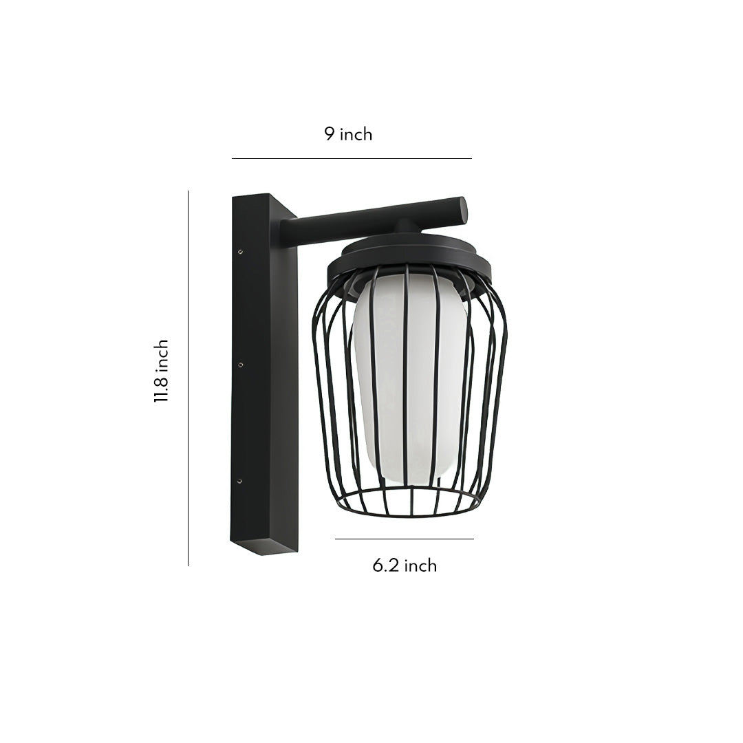 Aurelia Outdoor Wall Lantern Sconce in Black Stainless Steel