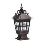 Pillar Garden Light in Chestnut Aluminum with Clear Glass Shade