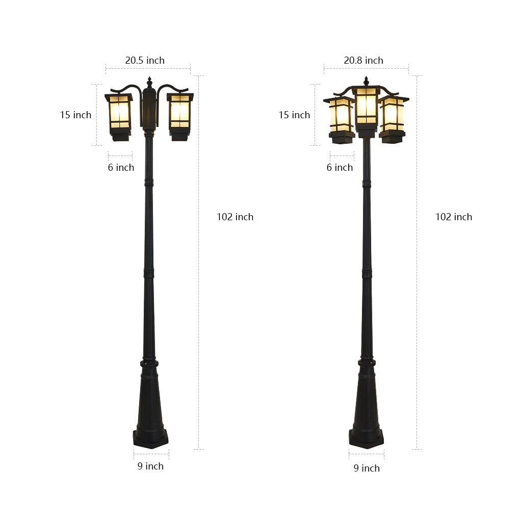 Modern 2-Head Outdoor Post Light in Black, Waterproof Aluminum