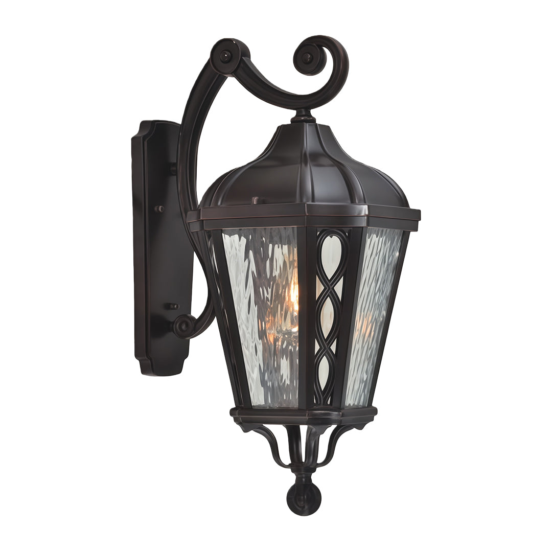 Vintage Outdoor Wall Sconce with Clear Glass Shade in Sand Black Aluminum