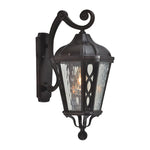 Vintage Outdoor Wall Sconce with Clear Glass Shade in Sand Black Aluminum