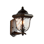 European Outdoor Wall Sconce with Clear Glass Shade in Coffee Finish