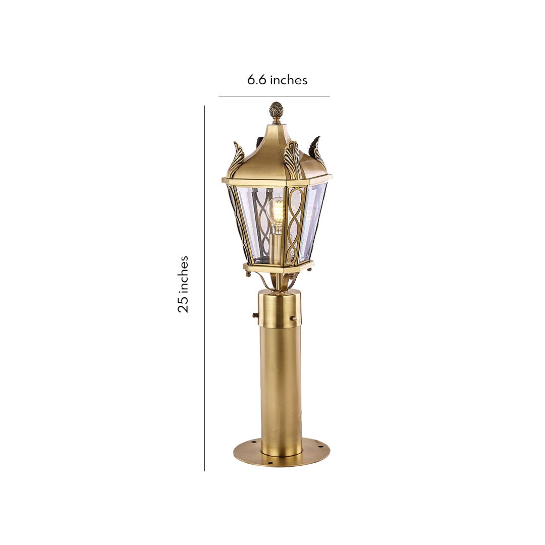 Solid Brass Copper Outdoor Path Light with Clear Glass Shade