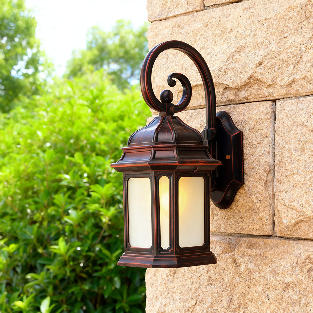 European Cast Aluminum Outdoor Wall Sconce with Clear Glass Shade