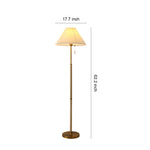 Sculptural Wooden Floor Lamp with Pleated Fabric Shade