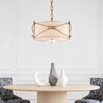 Lumina White Drum Pendant Light with Polished Gold Accents